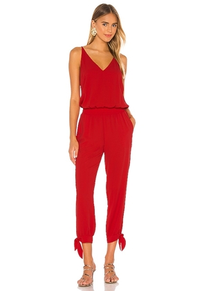 Amanda Uprichard Seville Jumpsuit in Red. Size L, S, XL.