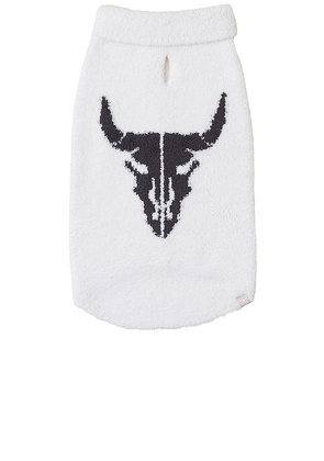 Barefoot Dreams Cozychic Longhorn Skull Pet Sweater in Cream. Size S, XL/1X, XXXL/3X.