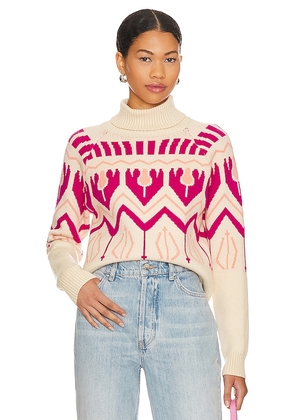Central Park West Violet Fair Isle Turtleneck Sweater in Pink. Size M, S.