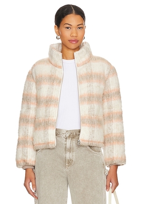 Central Park West Finley Plaid Puffer in Ivory. Size M, S, XS.