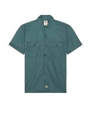 Dickies Original Twill Short Sleeve Work Shirt in Teal. Size L, S.