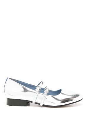 Blue Bird Shoes metallic-finish side-buckle ballerina shoes - Silver
