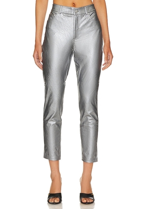 Commando Faux Leather Five Pocket Pant in Metallic Silver. Size M, XS.