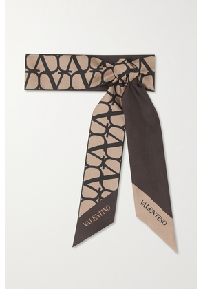 Valentino Garavani - Printed Silk-twill Scarf - Black - One size