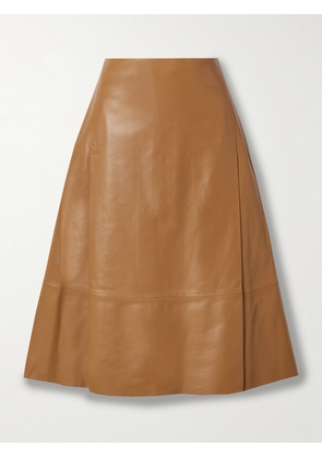 Marni - Pleated Leather Midi Skirt - Brown - IT38,IT40,IT42,IT44,IT46