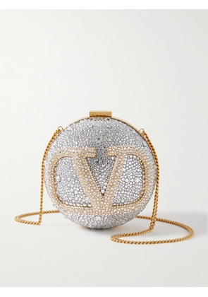 Valentino Garavani - Valentino Garavani Vlogo Crystal-embellished Gold- And Silver-tone Clutch - One size