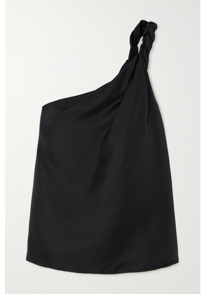 LOULOU STUDIO - Adiran Twisted One-shoulder Silk-twill Top - Black - x small,small,medium,large,x large