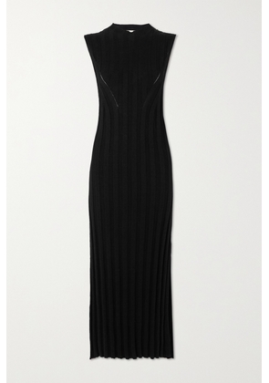 LOULOU STUDIO - Kari Ribbed Stretch Silk And Linen-blend Maxi Dress - Black - x small,small,medium,large,x large