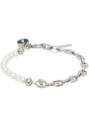 Justine Clenquet SSENSE Exclusive Silver & White Maddy Bracelet