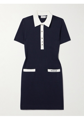Moncler - Cotton-blend Jersey Mini Dress - Blue - xx small,x small,small,medium,large,x large