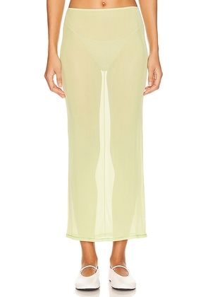 GRLFRND Mesh Midi Skirt in Green. Size XL, XS, XXS.