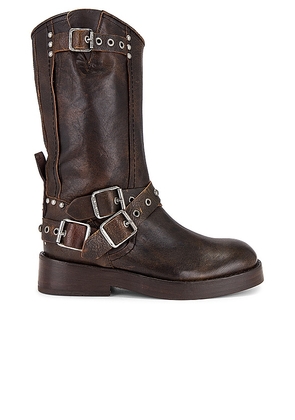 Free People x We The Free Janey Engineer Boot In Chocolate in Chocolate. Size 8, 9.