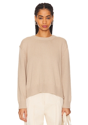 Enza Costa Chunky Cotton Long Sleeve Crew in Beige. Size L, XL, XS.