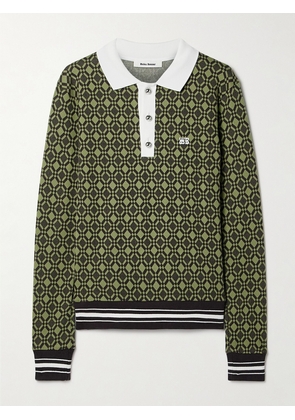 Wales Bonner - Jacquard-knit Organic Cotton-blend Polo Shirt - Green - x small,small,medium,large,x large