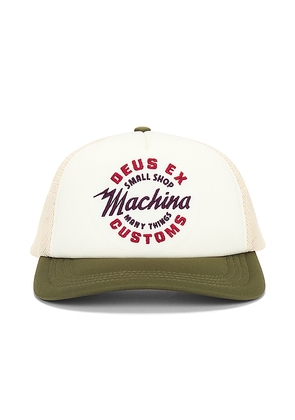 Deus Ex Machina Amped Circle Trucker Hat in Cream.