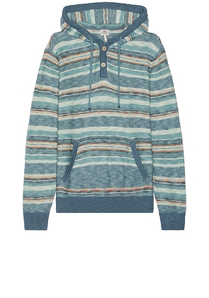 Faherty Cove Sweater Hoodie in Blue. Size M, S, XL/1X.