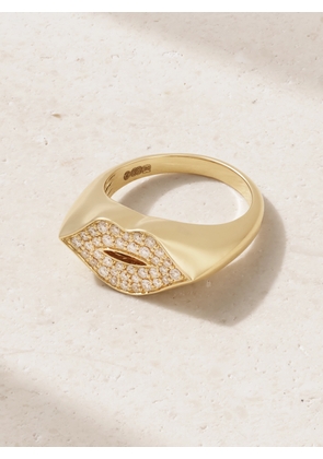 Sydney Evan - Lips 14-karat Gold Diamond Signet Ring - 3,4
