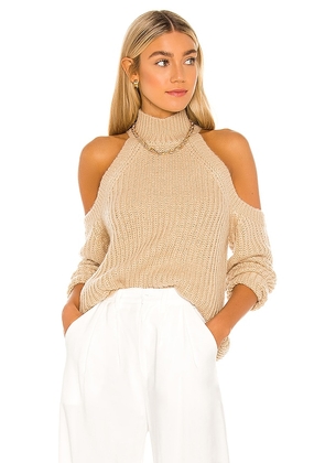 MAJORELLE Estrid Cold Shoulder Sweater in Tan. Size S.