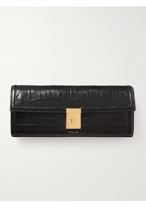 DeMellier - + Net Sustain Paris Croc-effect Leather Clutch - Black - One size
