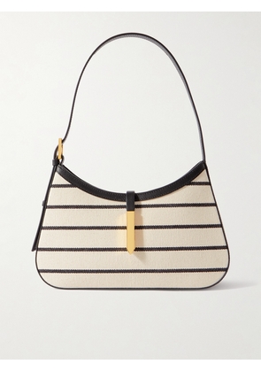 DeMellier - + Net Sustain Tokyo Paneled Striped Canvas And Leather Shoulder Bag - White - One size