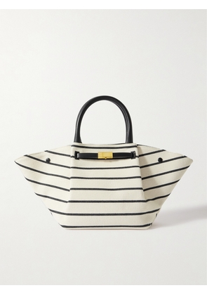 DeMellier - + Net Sustain New York Midi Leather-trimmed Striped Canvas Tote - Ecru - One size