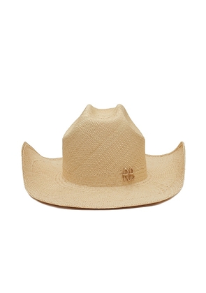 Ruslan Baginskiy Monogram Embellished Cowboy Hat in Tan. Size XS.