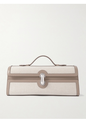 Savette - Slim Symmetry Canvas-trimmed Leather Clutch - Neutrals - One size