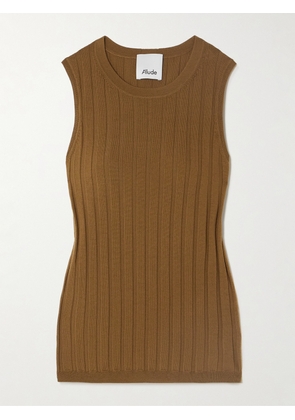 Allude - Ribbed Wool Tank - Brown - x small,small,medium,large,x large