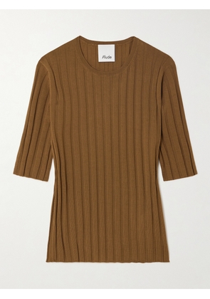 Allude - Ribbed Wool Top - Brown - small,medium,large,x large,xx large
