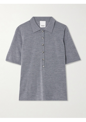 Allude - Wool Polo Top - Gray - x small,small,medium,large,x large