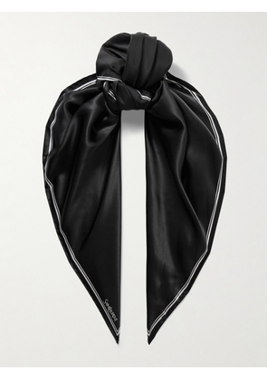 SAINT LAURENT - Striped Printed Silk Scarf - Black - One size