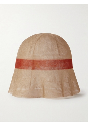 The Row - Indo Striped Mesh Bucket Hat - Brown - XS/S,M/L