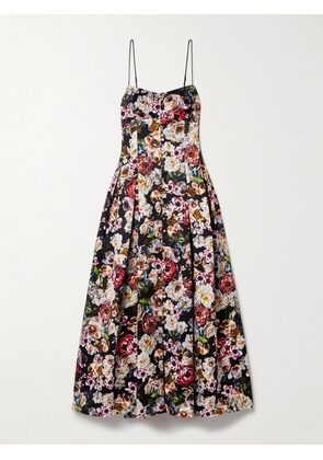 Adam Lippes - Pleated Floral-print Cotton-sateen Midi Dress - Multi - US0,US2,US4,US6,US8,US10,US12,US14