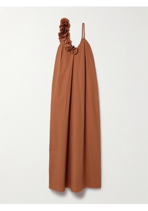 Kika Vargas - + Net Sustain Linda Appliquéd Cotton-poplin Maxi Dress - Brown - xx small,x small,small,medium,large