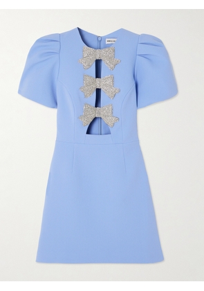 Rebecca Vallance - Juliana Crystal-embellished Cutout Crepe Mini Dress - Blue - UK 4,UK 6,UK 8,UK 10,UK 12,UK 14
