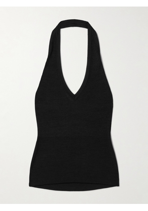 Nili Lotan - Ivey Ribbed Silk-jersey Halterneck Top - Black - x small,small,medium,large