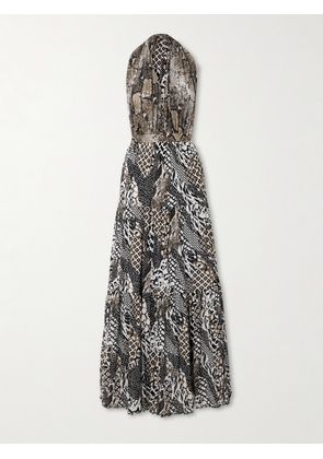 Diane von Furstenberg - Drew Reversible Printed Mesh Maxi Dress - Brown - x small,small,medium,large,x large