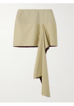 Dries Van Noten - Asymmetric Draped Twill And Satin-twill Mini Skirt - Neutrals - FR34,FR36,FR38,FR40