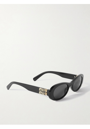 Miu Miu Eyewear - Oval-frame Acetate Sunglasses - Black - One size
