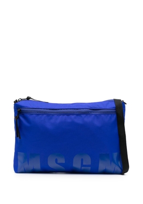 MSGM large logo-print messenger bag - Blue