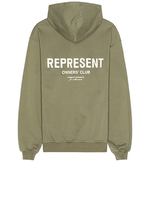 REPRESENT Owners Club Hoodie in Olive. Size XL/1X.