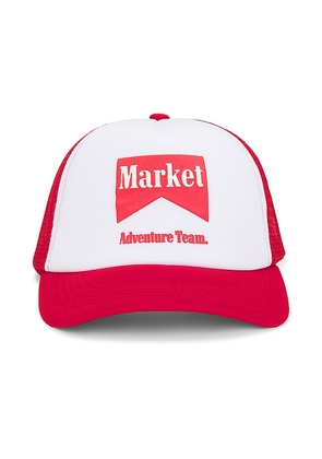 Market Adventure Team Trucker Hat in Red.