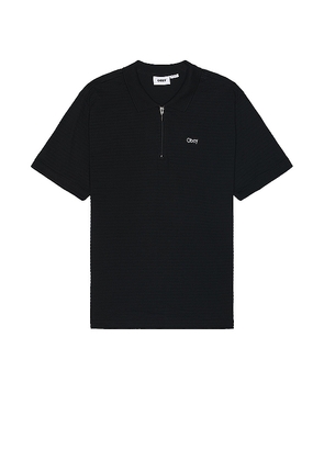 Obey Escape Zip Polo in Black. Size M, S, XL/1X.