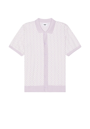 Obey Testament Button Up Polo in Purple. Size M, S, XL/1X.