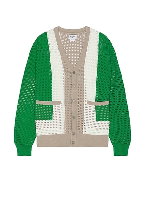 Obey Anderson 60's Cardigan in Green. Size M, S, XL/1X.