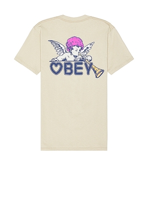 Obey Baby Angel Tee in Tan. Size M, S, XL/1X.