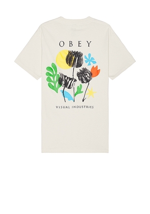 Obey Flowers Papers Scissors Tee in Cream. Size M, S.