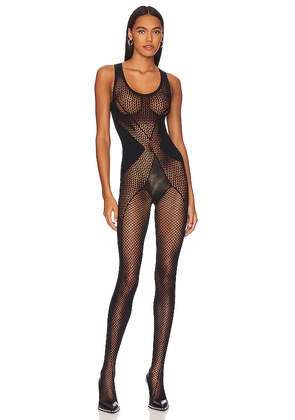 Wolford Romance Net Catsuit in Black. Size M.
