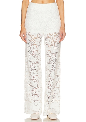 SANS FAFF London Lace Flared Pant in White. Size L, S, XS.