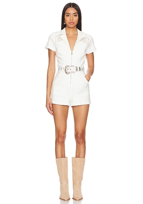 Show Me Your Mumu Outlaw Romper in White. Size M, S, XL, XS, XXL.